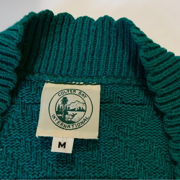 VINTAGE 80’S COLTER BAY INTERNATIONAL GREEN CARDIGAN SWEATER - Picture 10 of 15